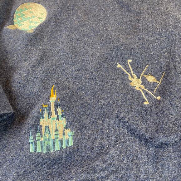 Walt Disney World Embroidered Icons Sweatshirt S Small Blue - Picture 8 of 11